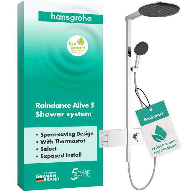Raindance Alive Select S Shower set 125 3jet EcoSmart with shower bar Unica E Puro 65 cm
